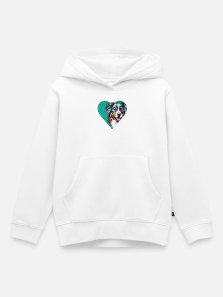 Australian Shepherd Portrait - Kinder Premium Organic Hoodie - Weiß