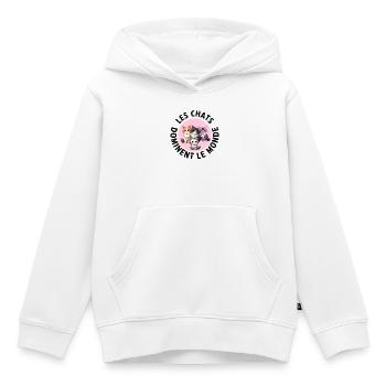 Les chats dominent le monde conspiration des chats - Sweat Premium à capuche enfant bio - blanc - Devant - AI Model Kid Female (0cm)