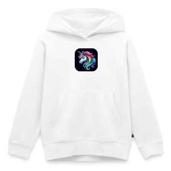 Corne de crinière multicolore Licorne - Sweat Premium à capuche enfant bio - blanc - Devant - AI Model Kid Female (0cm)