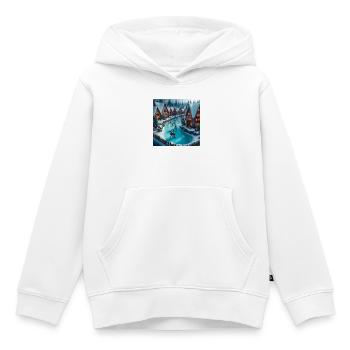 Skandinavisches Weihnachtsdorf - Kinder Premium Organic Hoodie - Weiß - Vorne - AI Model Kid Female (0cm)