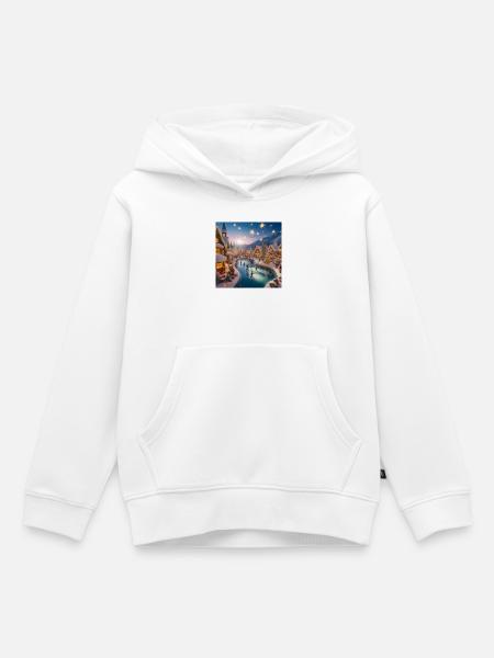 Scandinavian Christmas Village - Kids Premium Organic Hoodie - white