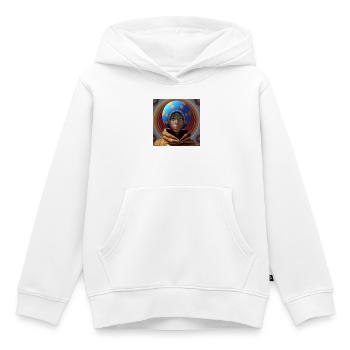Portrait femme 02 - Sweat Premium à capuche enfant bio - blanc - Devant - AI Model Kid Female (0cm)