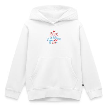 Liebe den Körper, in dem du bist - Kinder Premium Organic Hoodie - Weiß - Vorne - AI Model Kid Female (0cm)