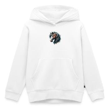 Pferdekopf mit fließender Mähne - Kinder Premium Organic Hoodie - Weiß - Vorne - AI Model Kid Female (0cm)