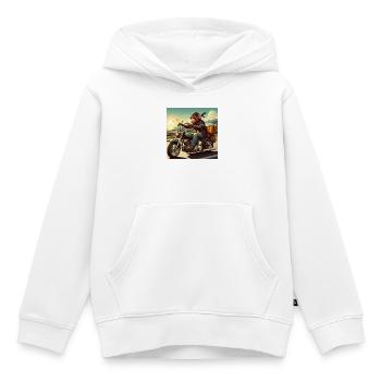 Singe à moto - Sweat Premium à capuche enfant bio - blanc - Devant - AI Model Kid Female (0cm)
