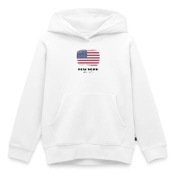 New York, New York, USA - Kids Premium Organic Hoodie - white - Front - AI Model Kid Female (0cm)