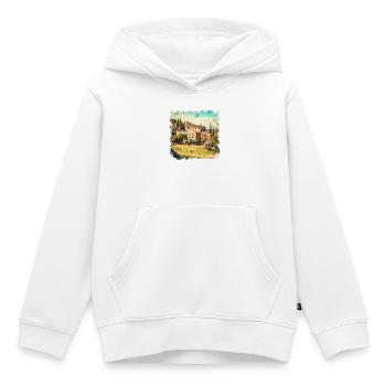 Paysage méditerranéen ensoleillé avec de vieilles maisons - Sweat Premium à capuche enfant bio - blanc - Devant - AI Model Kid Female (0cm)