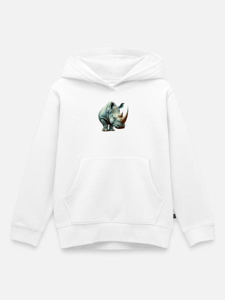 Nashorn - Kinder Premium Organic Hoodie - Weiß