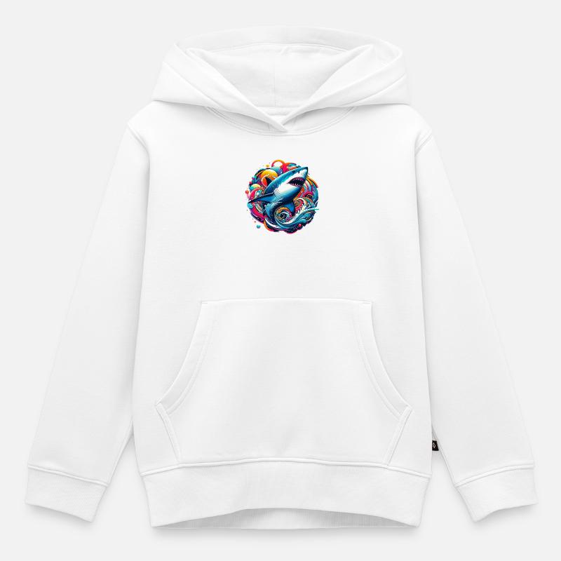 Requin - Sweat Premium à capuche enfant bio - blanc