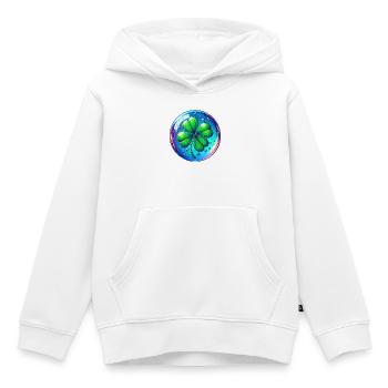 Trèfle à quatre feuilles - Sweat Premium à capuche enfant bio - blanc - Devant - AI Model Kid Female (0cm)