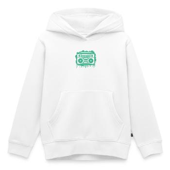 Boom Box cyan (transparent) - Sweat Premium à capuche enfant bio - blanc - Devant - AI Model Kid Female (0cm)