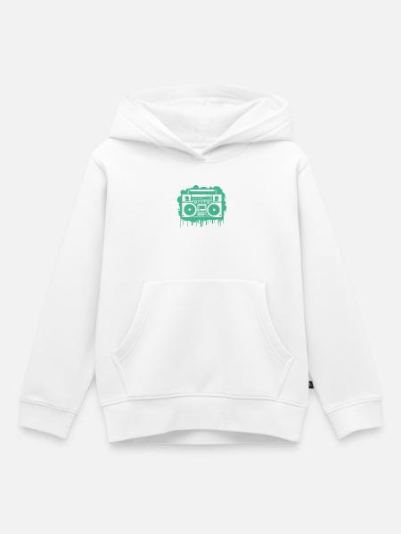 Cyan Ghettoblaster (durchsichtig) - Kinder Premium Organic Hoodie - Weiß