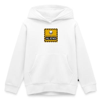 Warnzeichen "Ich bremse auch für Aliens" - Kinder Premium Organic Hoodie - Weiß - Vorne - AI Model Kid Female (0cm)