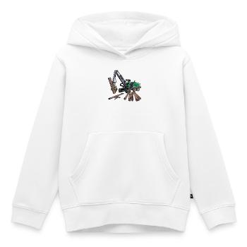 Boiseries, Bois, Bois, Bois, Bûcheron, Tronçonneuse, Forestier - Sweat Premium à capuche enfant bio - blanc - Devant - AI Model Kid Female (0cm)