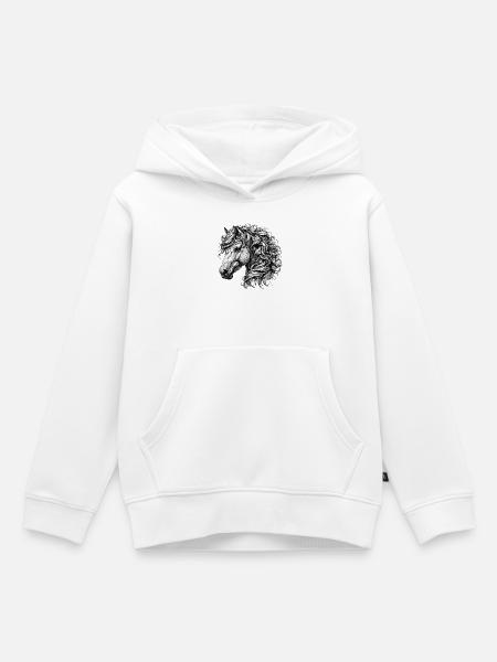 Pferd - Kinder Premium Organic Hoodie - Weiß
