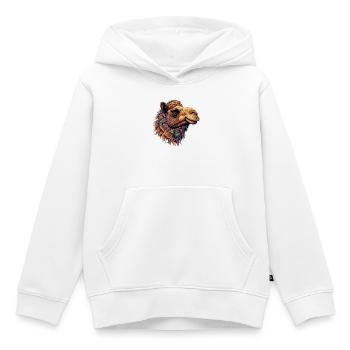 Chameau - Sweat Premium à capuche enfant bio - blanc - Devant - AI Model Kid Female (0cm)