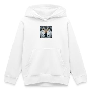 Le regard du loup - Sweat Premium à capuche enfant bio - blanc - Devant - AI Model Kid Female (0cm)