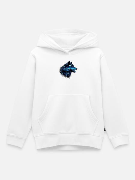 Wolf - Kinder Premium Organic Hoodie - Weiß