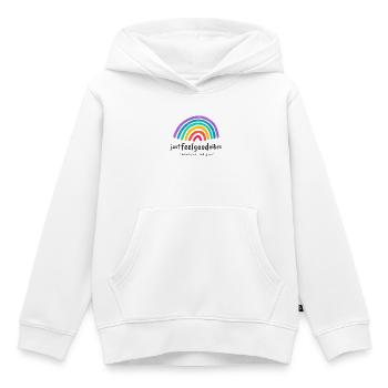 JustFeelgoodVibes Signature - Sweat Premium à capuche enfant bio - blanc - Devant - AI Model Kid Female (0cm)
