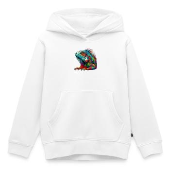 Iguane - Sweat Premium à capuche enfant bio - blanc - Devant - AI Model Kid Female (0cm)