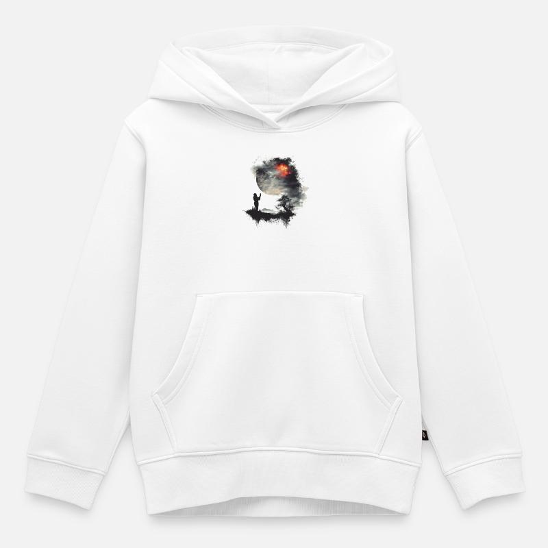 Prière - Sweat Premium à capuche enfant bio - blanc