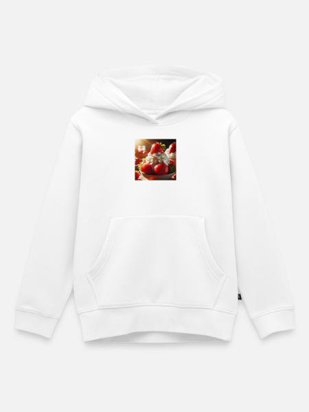 Erdbeere mit Sahne - Kinder Premium Organic Hoodie - Weiß
