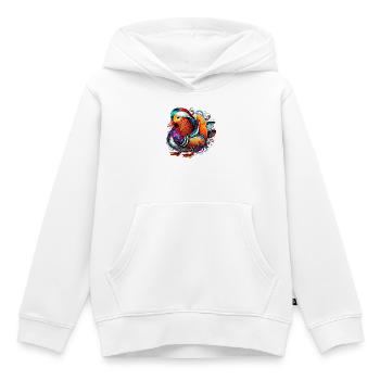 Canard mandarin - Sweat Premium à capuche enfant bio - blanc - Devant - AI Model Kid Female (0cm)