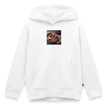 Plateau de jambon - Sweat Premium à capuche enfant bio - blanc - Devant - AI Model Kid Female (0cm)