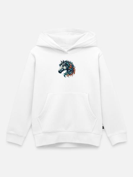 Pferd - Kinder Premium Organic Hoodie - Weiß