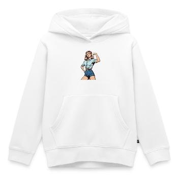 Force féminine – Illustration de femme confiante - Sweat Premium à capuche enfant bio - blanc - Devant - AI Model Kid Female (0cm)