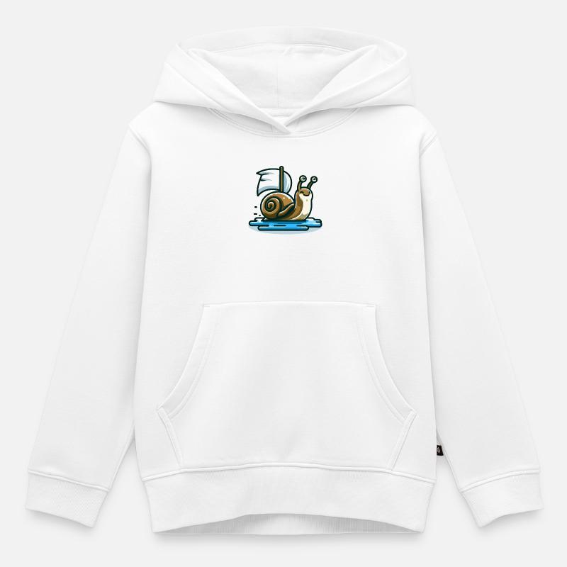 Escargot à voile : le navigateur nautique - Sweat Premium à capuche enfant bio - blanc