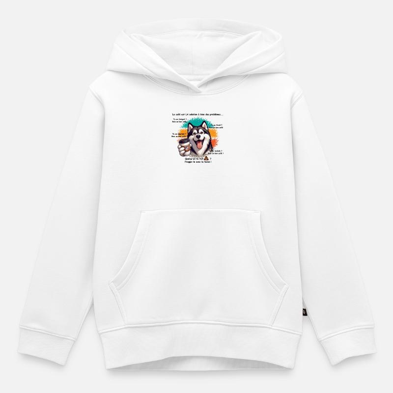 Café - Sweat Premium à capuche enfant bio - blanc