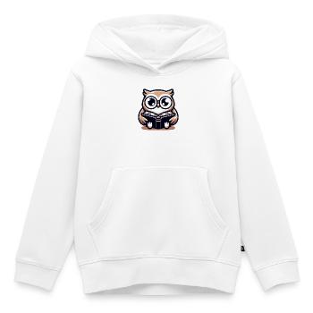 Weiser Eulenleser-Buch-Talisman - Kinder Premium Organic Hoodie - Weiß - Vorne - AI Model Kid Female (0cm)