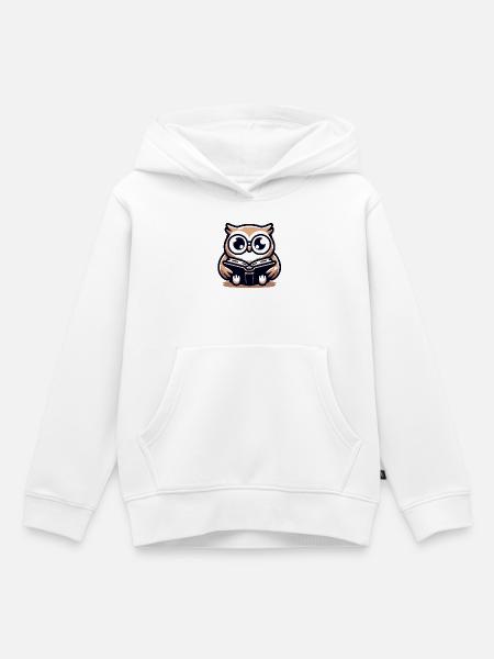 Weiser Eulenleser-Buch-Talisman - Kinder Premium Organic Hoodie - Weiß