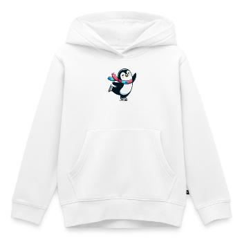 Valse d’hiver Pingouin : La danseuse de glace - Sweat Premium à capuche enfant bio - blanc - Devant - AI Model Kid Female (0cm)