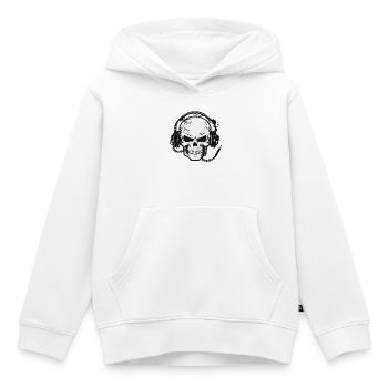 Crâne,Crâne,Crâne avec écouteurs - Sweat Premium à capuche enfant bio - blanc - Devant - AI Model Kid Female (0cm)