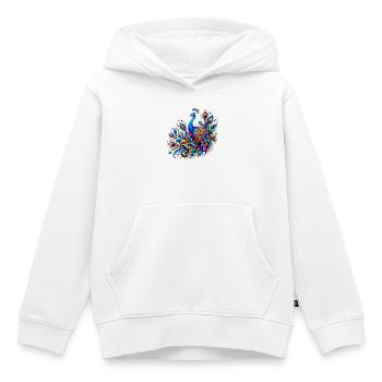 Paon - Sweat Premium à capuche enfant bio - blanc - Devant - AI Model Kid Female (0cm)