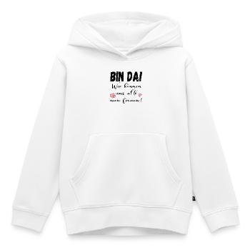 BIN DA - FREUDE IRONIE - Kinder Premium Organic Hoodie - Weiß - Vorne - AI Model Kid Female (0cm)
