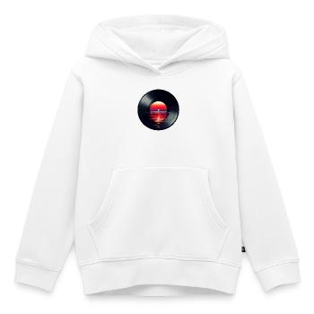 Disque de musique LP vinyle, Retro Sunset - Sweat Premium à capuche enfant bio - blanc - Devant - AI Model Kid Female (0cm)