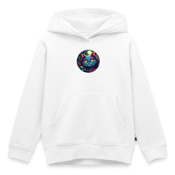 Chat du Cheshire Alice au pays des merveilles Forêt magique - Sweat Premium à capuche enfant bio - blanc - Devant - AI Model Kid Female (0cm)
