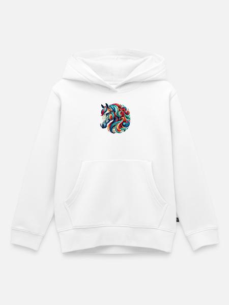 Pferd - Kinder Premium Organic Hoodie - Weiß
