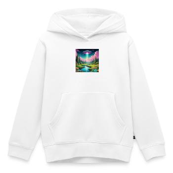 OVNI - Sweat Premium à capuche enfant bio - blanc - Devant - AI Model Kid Female (0cm)