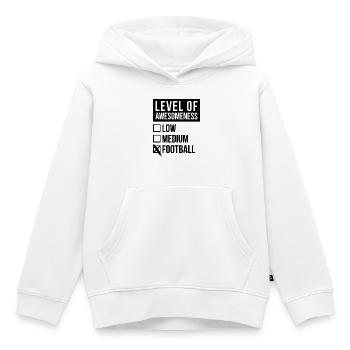 Football Football Football - Sweat Premium à capuche enfant bio - blanc - Devant - AI Model Kid Female (0cm)