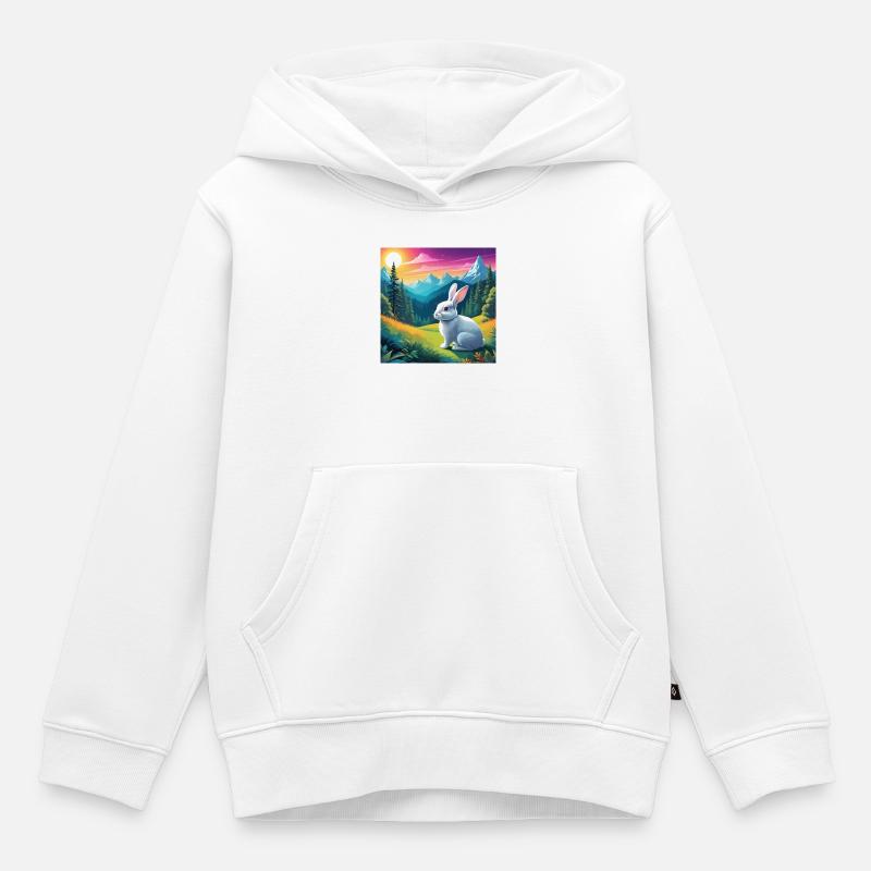 Lapin - Sweat Premium à capuche enfant bio - blanc