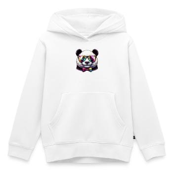 Panda avec lunettes et nœud papillon - Sweat Premium à capuche enfant bio - blanc - Devant - AI Model Kid Female (0cm)