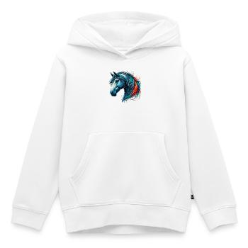 Cheval - Sweat Premium à capuche enfant bio - blanc - Devant - AI Model Kid Female (0cm)