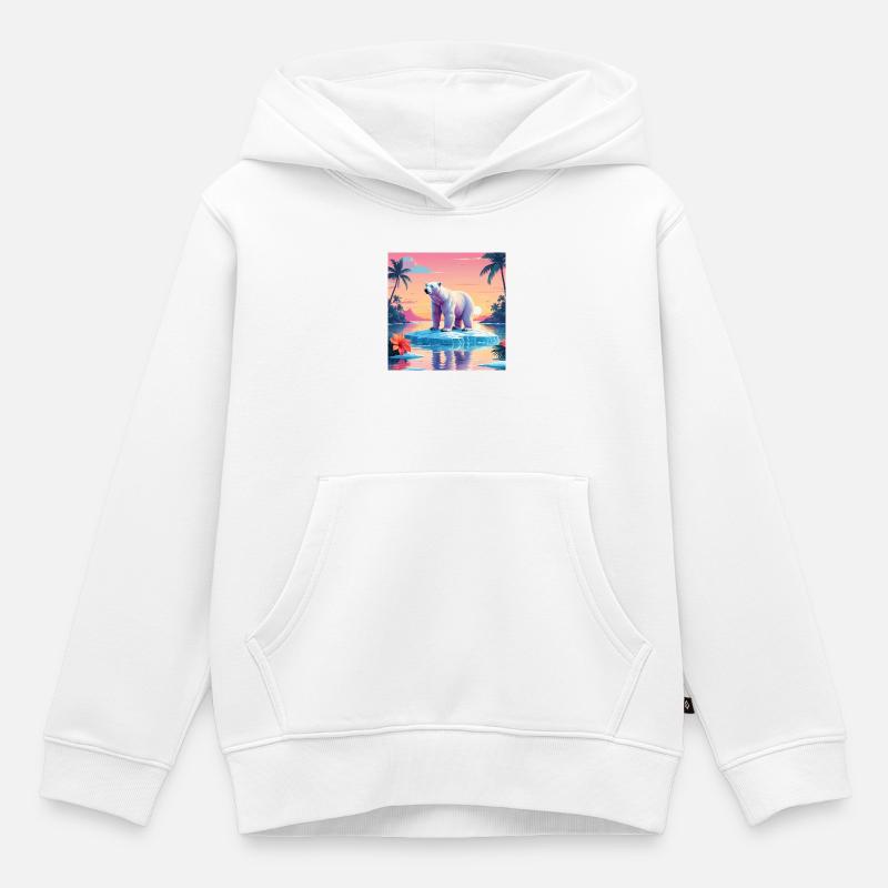 Ours blanc - Sweat Premium à capuche enfant bio - blanc