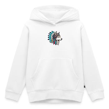 Loup amérindien Peaux-rouges d’Amérique - Sweat Premium à capuche enfant bio - blanc - Devant - AI Model Kid Female (0cm)
