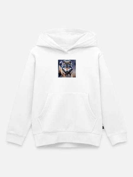 Wolf - Kinder Premium Organic Hoodie - Weiß