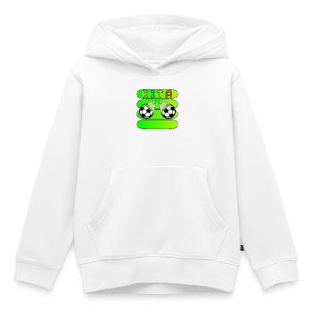 KITA FUßBALL NAMENSSCHILD - Kinder Premium Organic Hoodie - Weiß - Vorne - AI Model Kid Female (0cm)